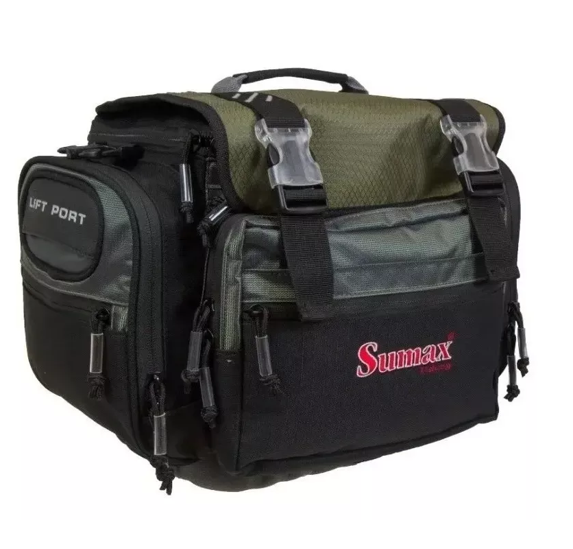 BOLSA DE PESCA SUMAX SM-1713 PRETA PARA CARRETILHAS - APETRECHOS - C/ CAPA DE CHUVA - GRANDE