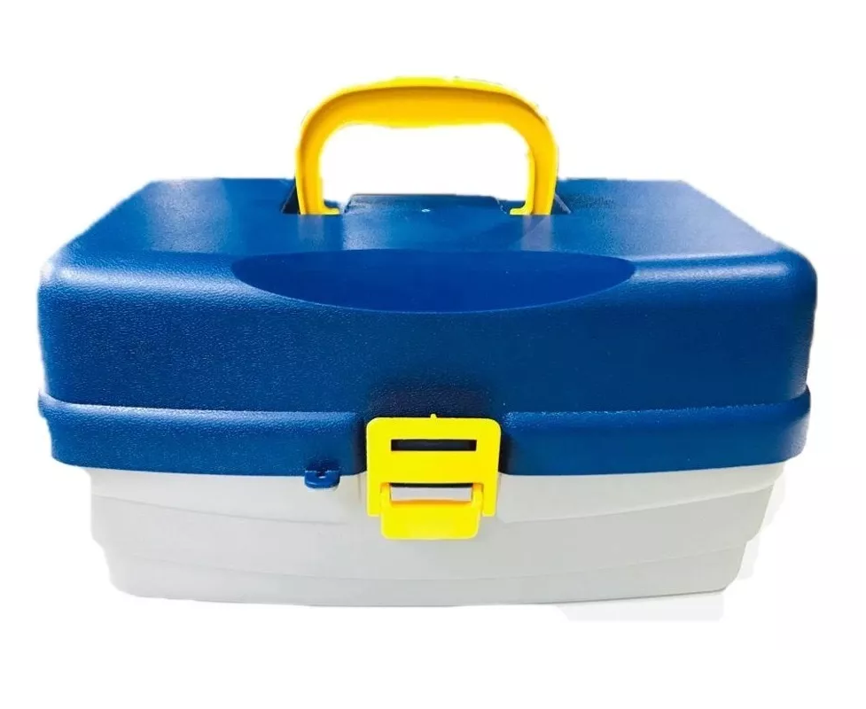 CAIXA ESTOJO MALETA DE PESCA HI - 3 BANDEJAS ARTICULADAS 36 X 21 X 18,5CM - AZUL