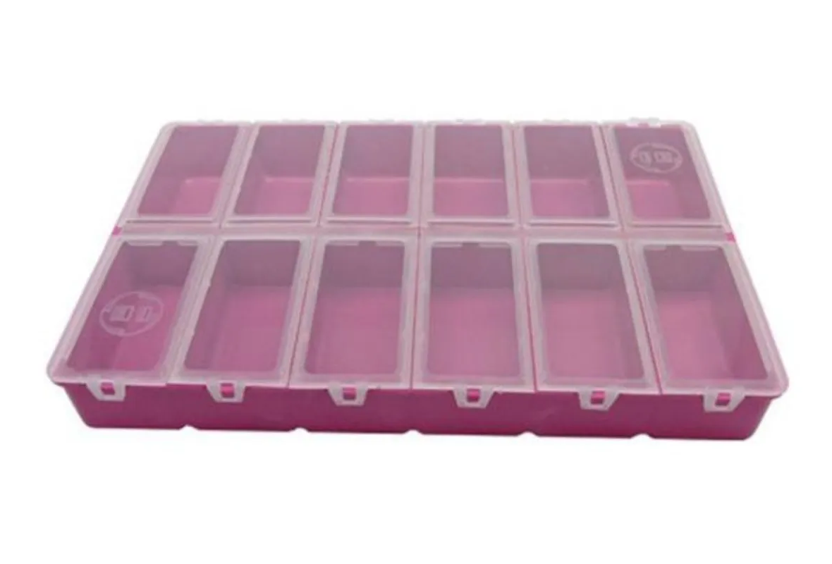 ESTOJO MALETA CASE P/ PESCA HI ISCA ARTIFICIAL 18 X 27,5CM C/ 12 DIVISOES - ROSA