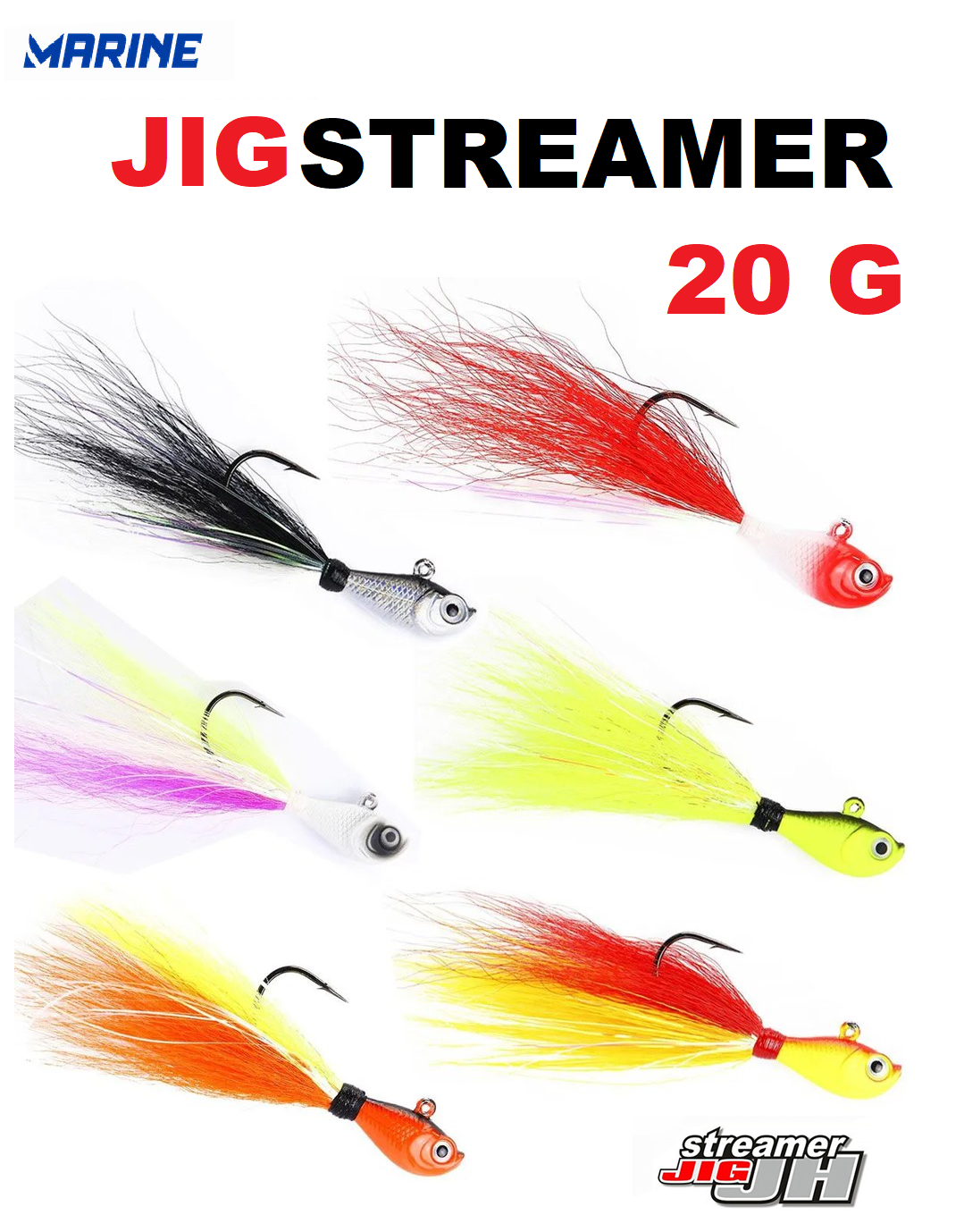 ISCA ARTIFICIAL DE FUNDO MARINE SPORTS STREAMER JIG 20GR - VARIAS CORES