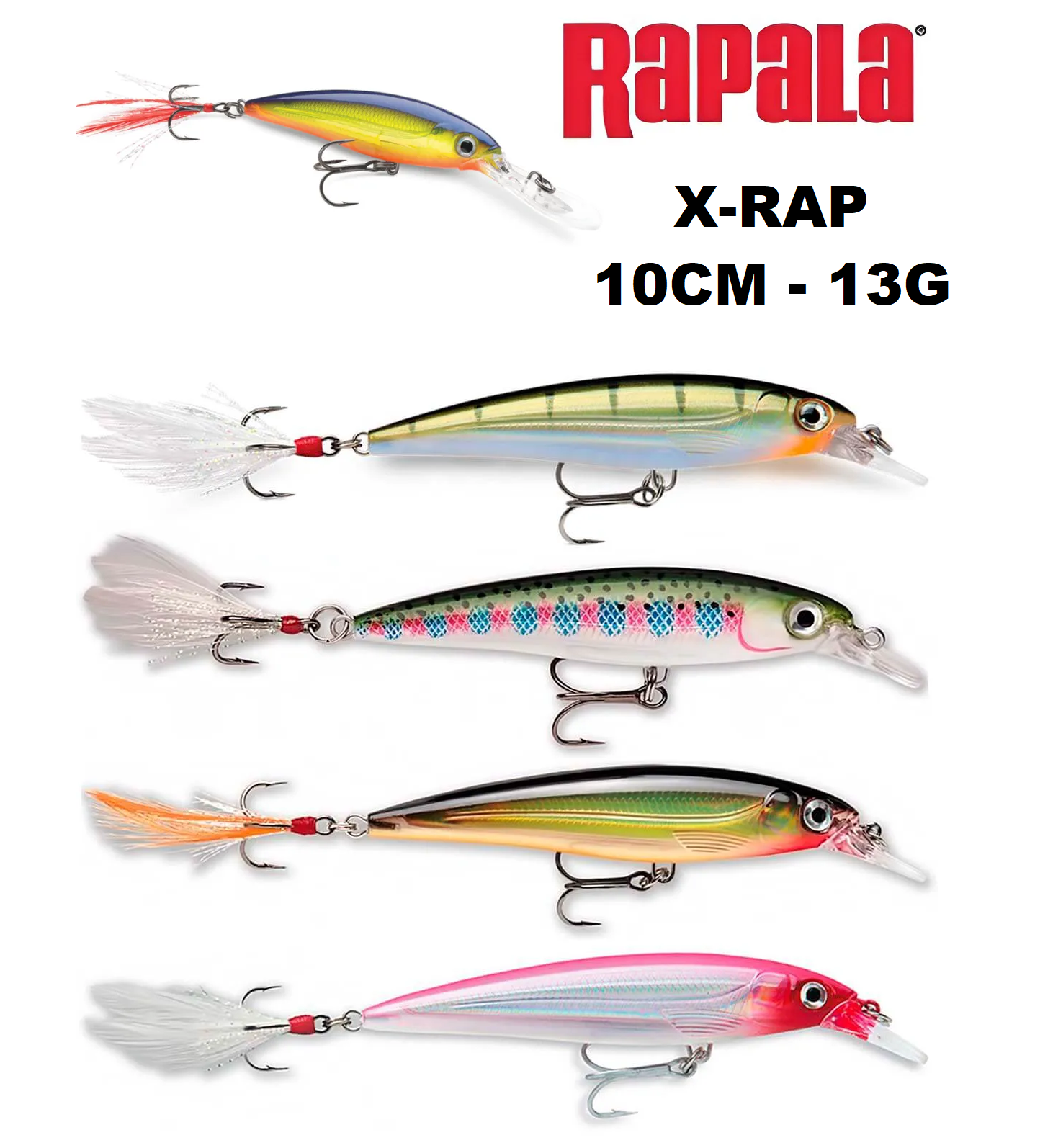 Isca Artificial Rapala X-Rap XR-10 SLACHBAIT - 10CM - 13G - MEIA AGUA - VARIAS CORES