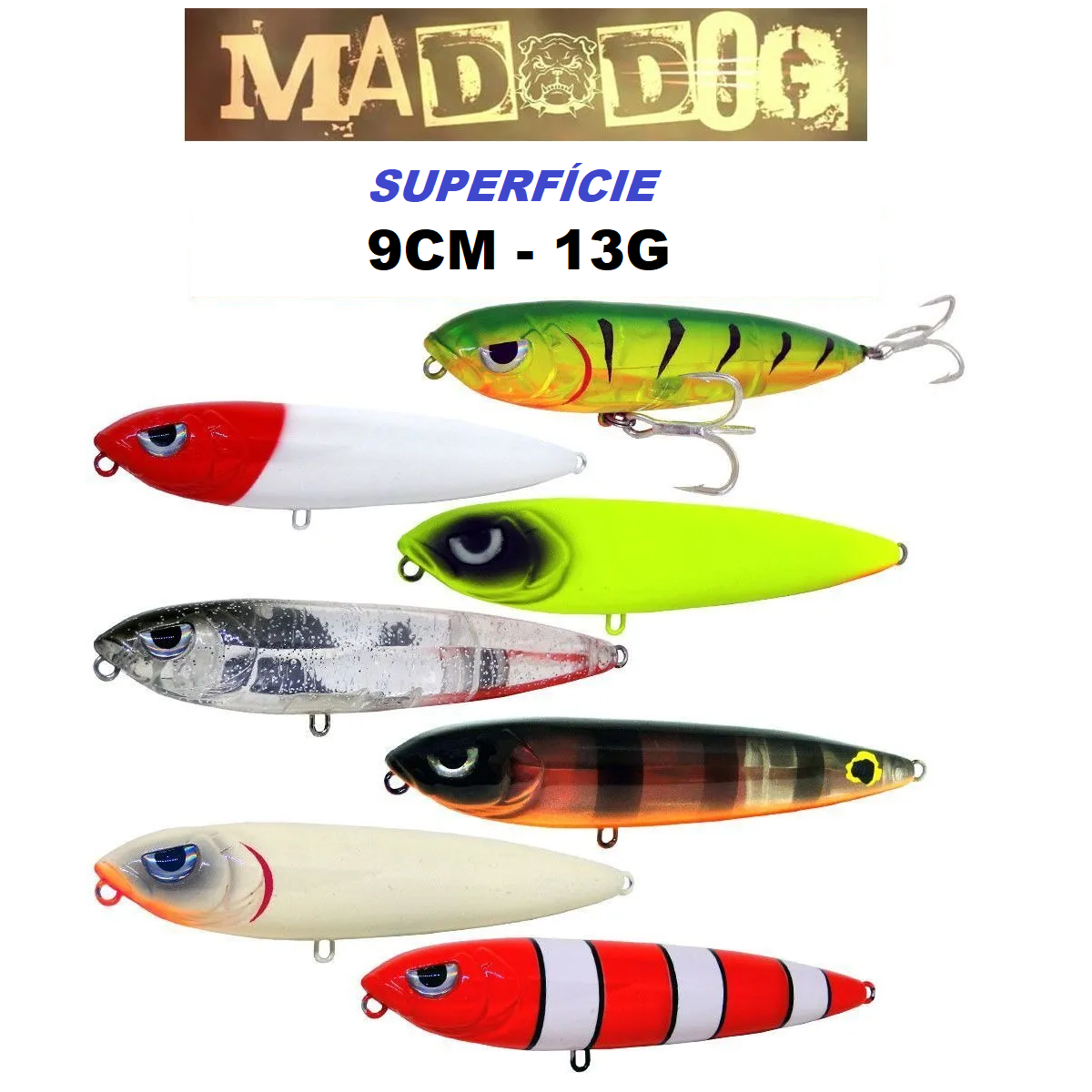 Isca Artificial Superficie Yara Mad Dog 9cm 13g  - Varias Cores