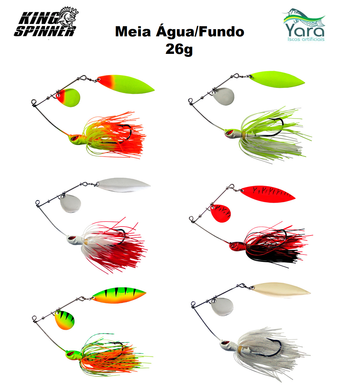 Isca Artificial Yara King Spinner 26g anzol 6/0 - By Eduardo Monteiro - Varias Cores