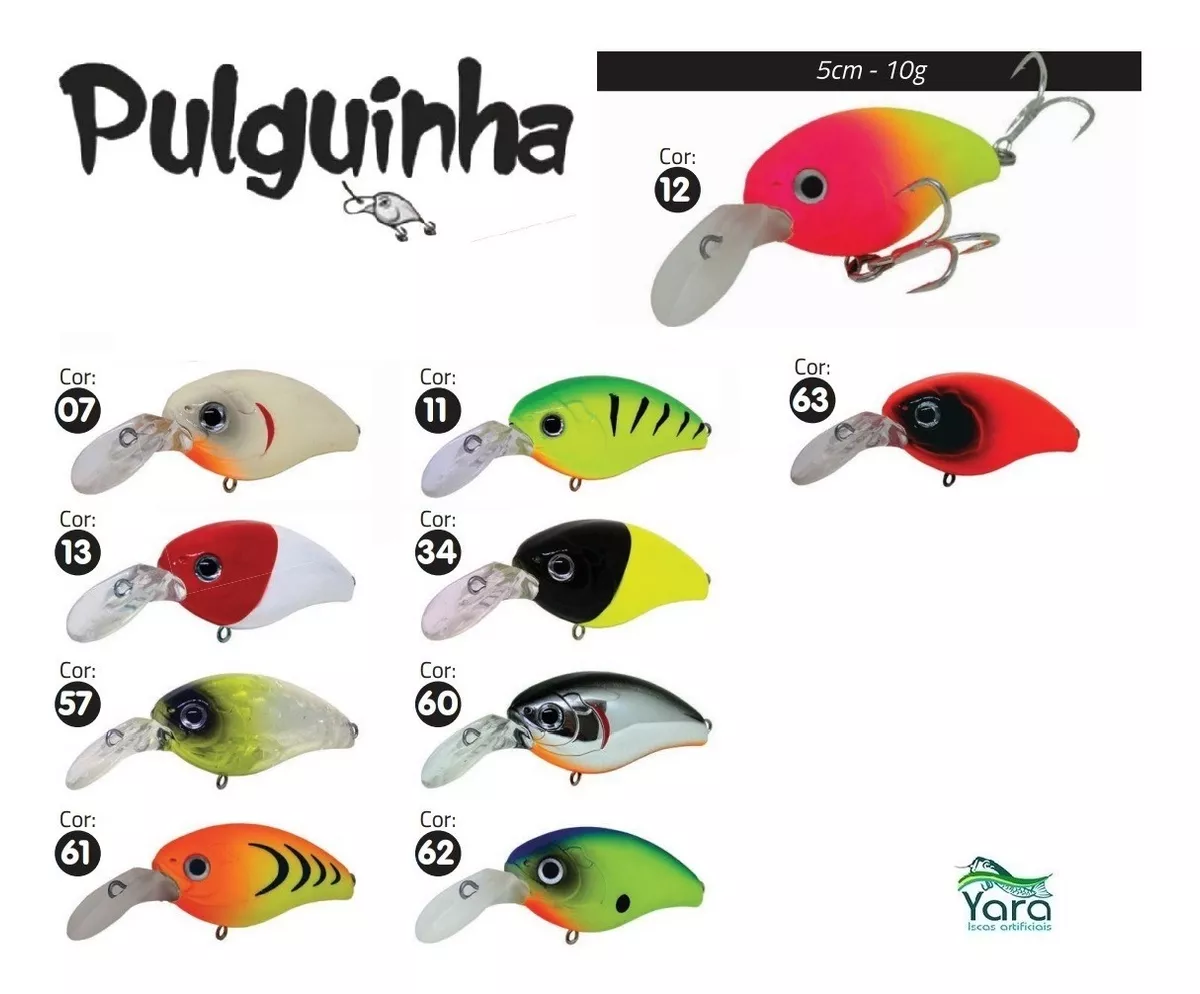 Isca Artificial Yara Pulguinha - 5cm - 10g - Meia Agua Crankbait - Varias Cores