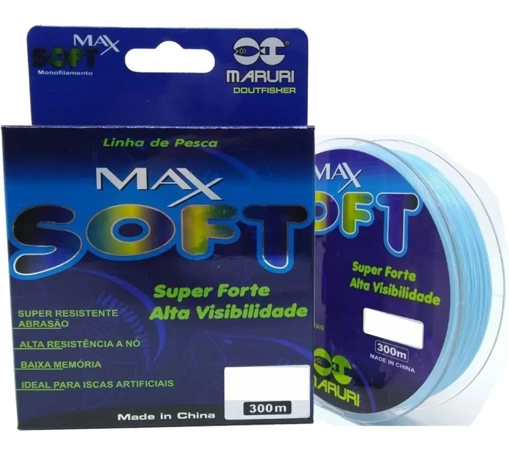 LINHA DE PESCA MONOFILAMENTO MARURI MAX SOFT 0.467 AZUL - 28LB - 300M