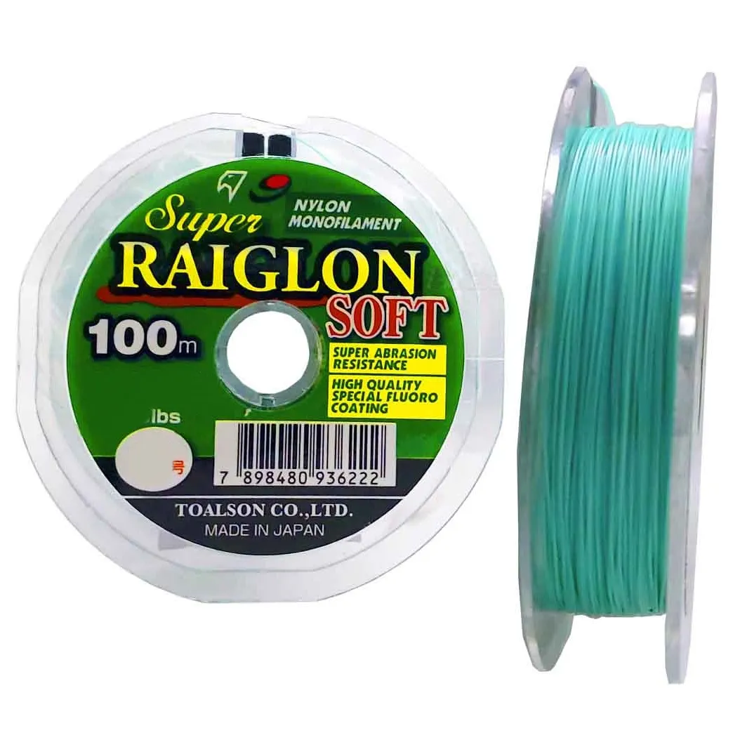 LINHA DE PESCA MONOFILAMENTO SUPER RAIGLON SOFT - 100M - 0.28MM - 14LB