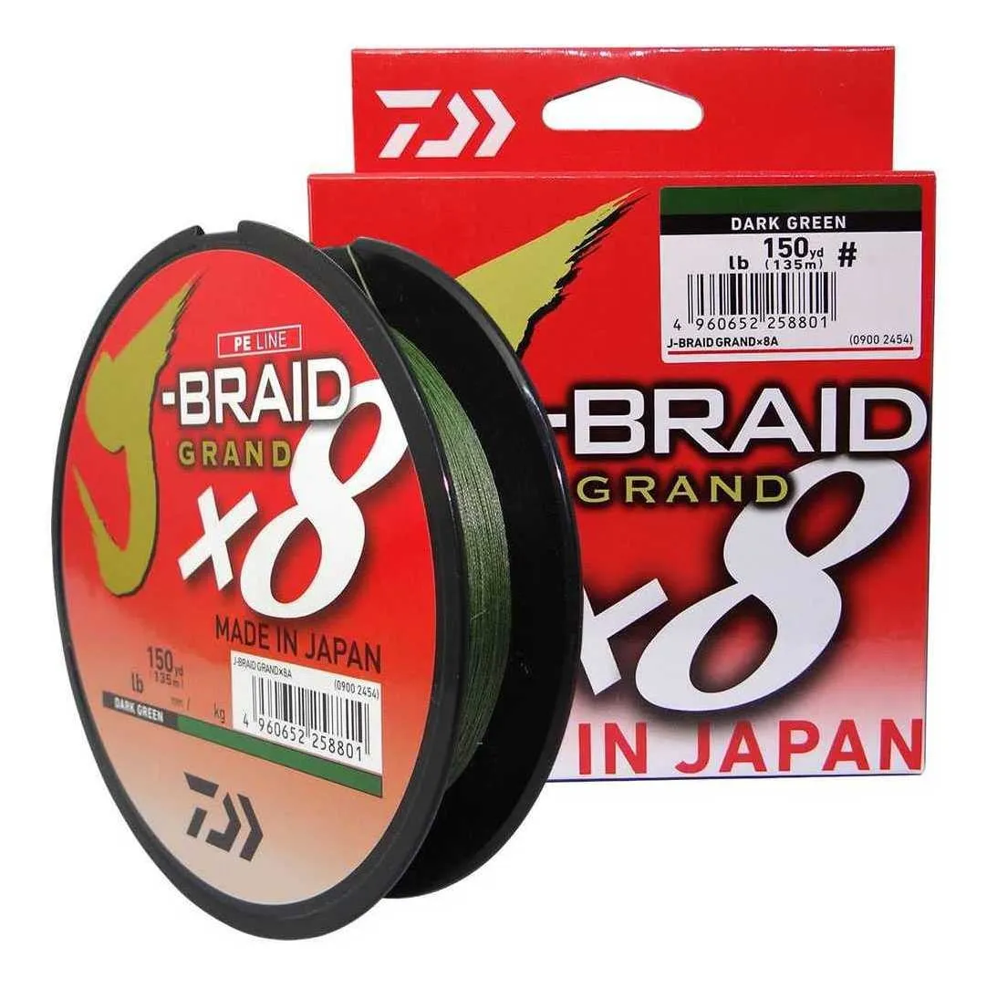 Linha de Pesca Multifilamento Daiwa J-Braid X8 Verde Musgo - 30lbs - 0.28mm - 135m