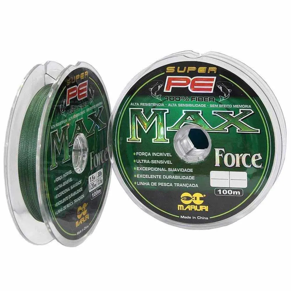 LINHA DE PESCA MULTIFILAMENTO MARURI MAX FORCE 4X VERDE 0.30MM - 44LB(20,0KG) - 100M