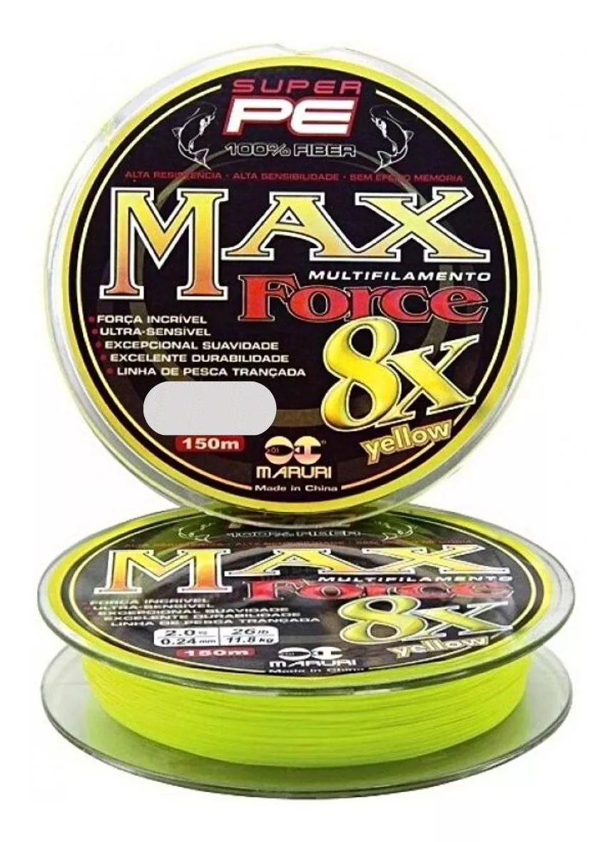 LINHA DE PESCA MULTIFILAMENTO MARURI MAX FORCE 8X AMARELA 0.14MM - 17LB(7.7KG) - 150M