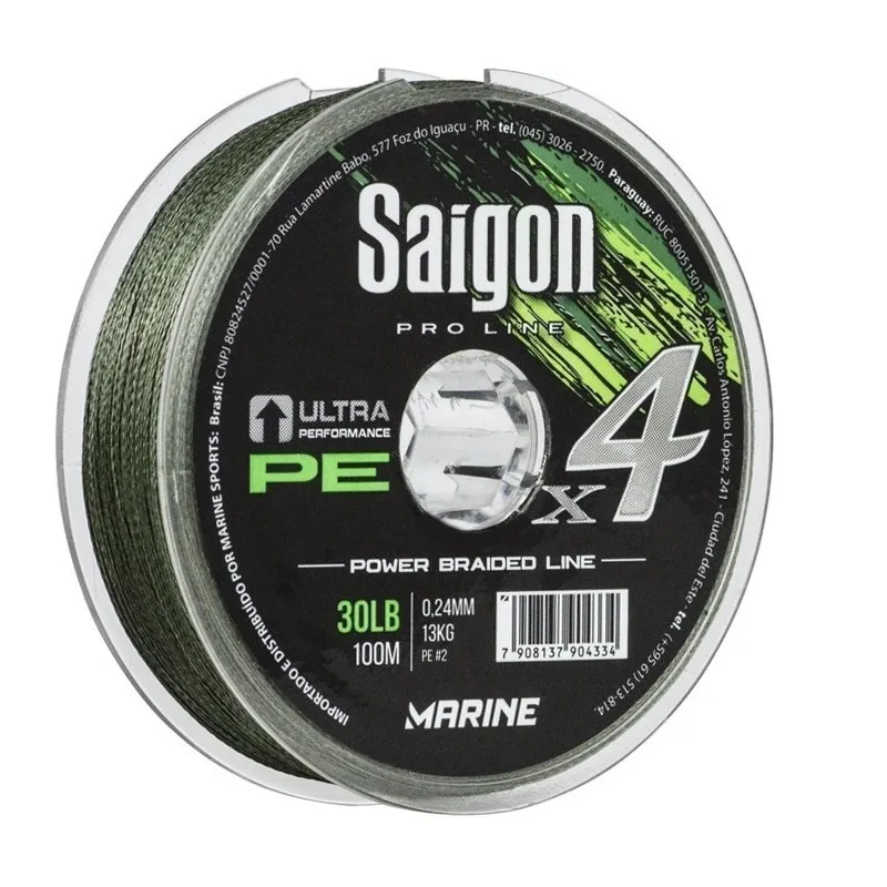 Linha Multifilamento Marine Sports X4 Saigon Army Green 0,28mm 40lbs 100m