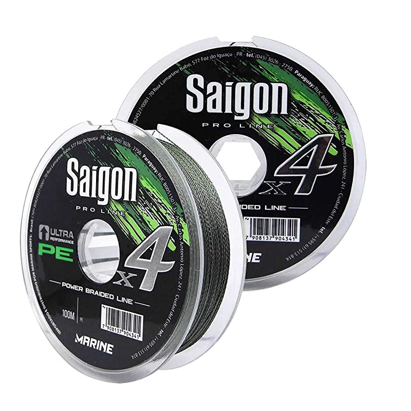 Linha Multifilamento Marine Sports X4 Saigon Army Green 0,37mm 55lbs 100m