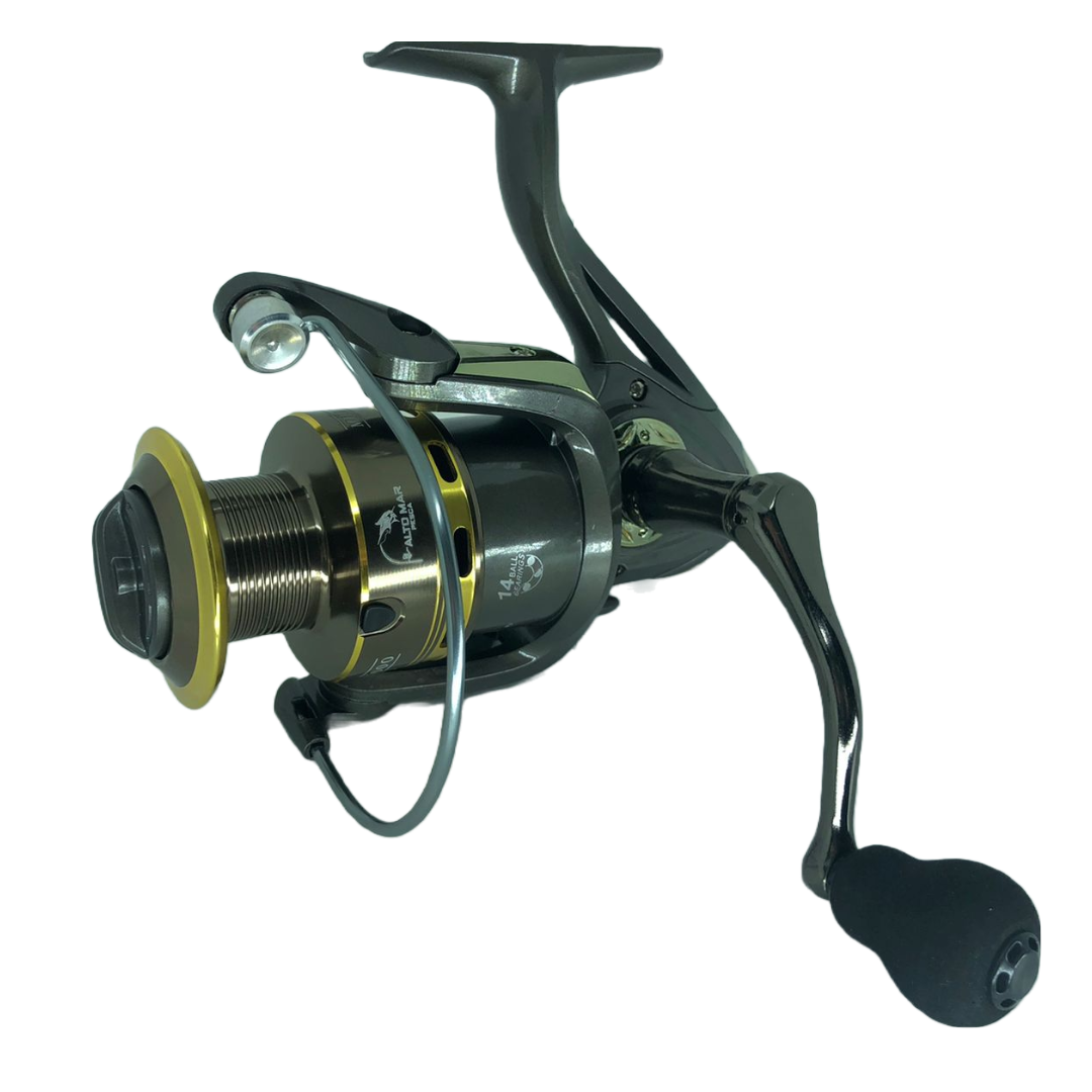 Molinete De Pesca Alto Mar MHB 2000 - 14 Rolamentos - 5.2:1 - Drag: 13kg - Carretel Aluminio