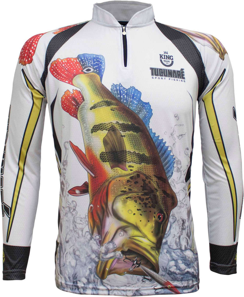 CAMISETA CAMISA DE PESCA KING BRASIL PROTEÇÃO UV-A e UV-B  50+ COR:KFF302 - SECAGEM RAPIDA