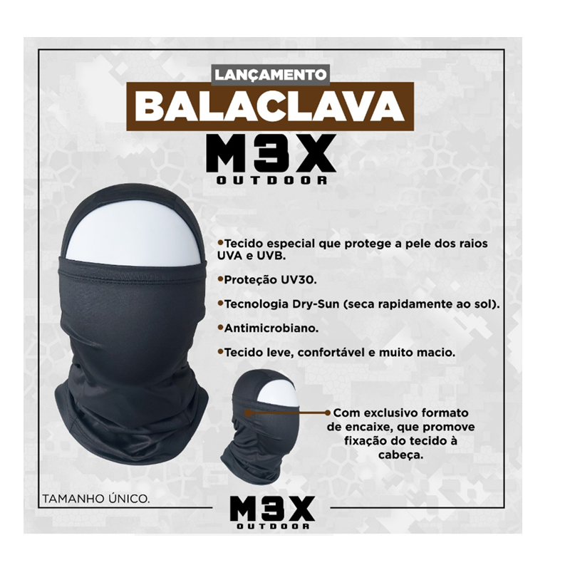 Mascara Balaclava Bandana Monster 3x M3x Outdoor Black - C3 Pesca