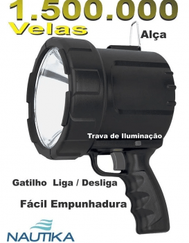 LANTERNA FOCO DE MAO TOCHA 12V TATICA RECARREGAVEL NAUTIKA