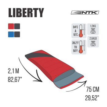 Saco de Dormir Camping Liberty 4ºC a 10°C - Nautika - Vermelho e Preto