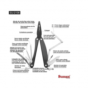 ALICATE DE BICO CORTE CANIVETE MULTIFUNÇÃO SUMAX SU-2108 CAMPING E PESCA