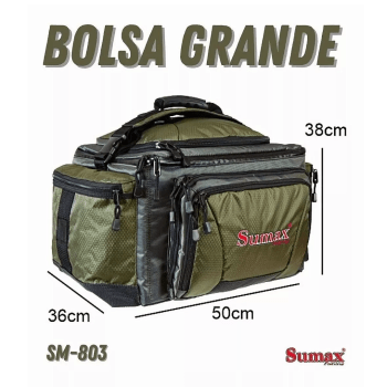 BOLSA DE PESCA APETRECHOS SUMAX SM-803 - NYLON 600D - GRANDE - REFORÇACA