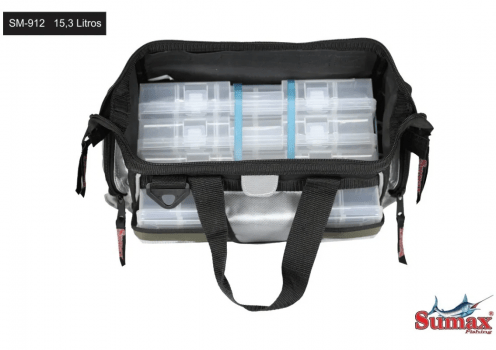 Bolsa De Pesca Apetrechos Sumax Sm-912-Ci c/ 4 Estojos Iscas