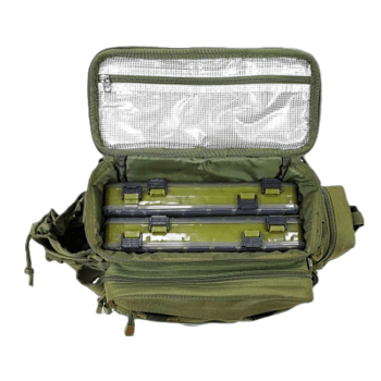 BOLSA DE PESCA PORTA APETRECHOS ISCA ARTIFICIAL CARRETILHAS SUMAX SM-1821 C/ 2 ESTOJOS VERDE