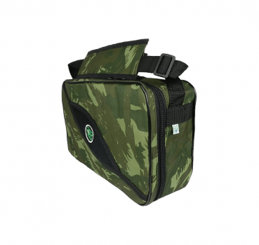 BOLSA PESCA PORTA CARRETILHAS OU MOLINETE EBF - 6 ESPAÇOS AJUSTAVEIS - CAMUFLADA