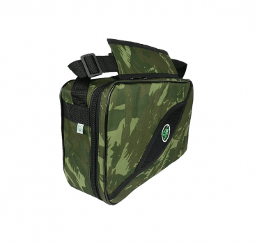 BOLSA PESCA PORTA CARRETILHAS OU MOLINETE EBF - 6 ESPAÇOS AJUSTAVEIS - CAMUFLADA