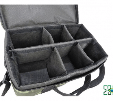 BOLSA PESCA PORTA CARRETILHAS OU MOLINETE EBF - 6 ESPAÇOS AJUSTAVEIS - CAMUFLADA