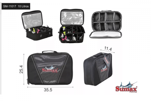 BOLSA PORTA CARRETILHAS OU MOLINETE SUMAX SM-11017 - 8 DIVISOES REMOVIVEIS