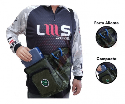 BOLSA TIPO POCHETE PESCA EBF PRATIKA C/ 4 BOLSOS E PORTA ALICATE - VERDE