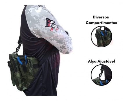 BOLSA TIPO POCHETE PESCA EBF PRATIKA C/ 4 BOLSOS E PORTA ALICATE - VERDE