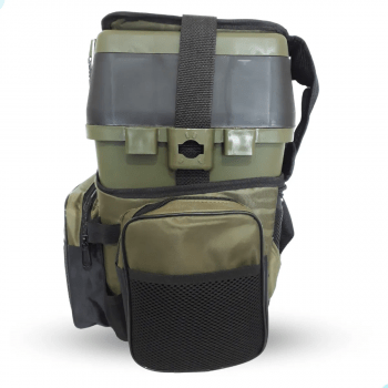 CAIXA DE PESCA MOCHILA BANQUETA FISHING BOX JOGÁ PESCA - VERDE MILITAR