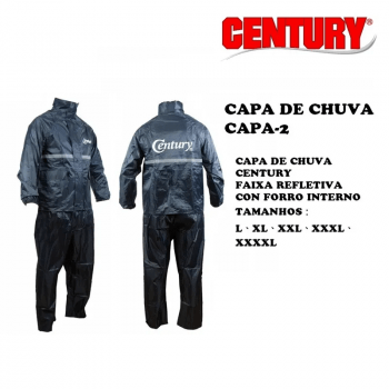 CAPA DE CHUVA COM CALÇA E CAPUZ REFLETIVA CENTURY C/ FORO ALTA QUALIDADE TAMANHO XXXXL