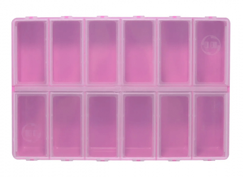 ESTOJO MALETA CASE P/ PESCA HI ISCA ARTIFICIAL 18 X 27,5CM C/ 12 DIVISOES - ROSA