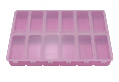 ESTOJO MALETA CASE P/ PESCA HI ISCA ARTIFICIAL 18 X 27,5CM C/ 12 DIVISOES - ROSA