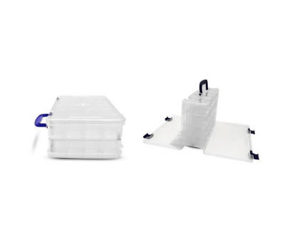 ESTOJO MALETA CASE PARA PESCA DUPLO HI ISCA ARTIFICIAL 16 X 27,5 X 8,5CM - 44 DIVISOES - GRANDE