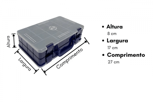 ESTOJO MALETA PARA PESCA DUPLO GRANDE ISCAS E APETRECHOS AZUL C/ 44 DIVISOES