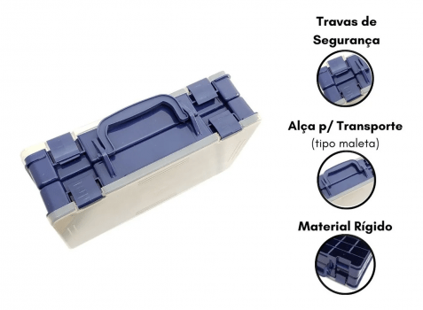 ESTOJO MALETA PARA PESCA DUPLO GRANDE ISCAS E APETRECHOS AZUL C/ 44 DIVISOES