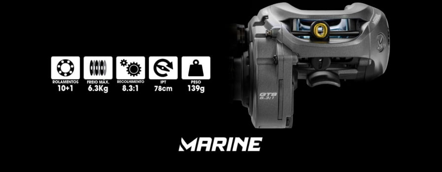 CARRETILHA DE PESCA MARINE SPORTS LIGER GTS 2022 - 11 ROLAMENTOS - DRAG 6.3KG - 139G