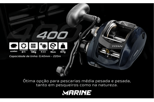 Carretilha De Pesca Marine Sports Titan 400 Bg - Drag:14kg - 7.1:1 - Lançamento 2022