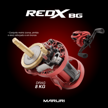 Carretilha De Pesca Maruri Red X BG 11000 - 11 Rolamentos - Drag: 8Kg - Rec. 7.1:1