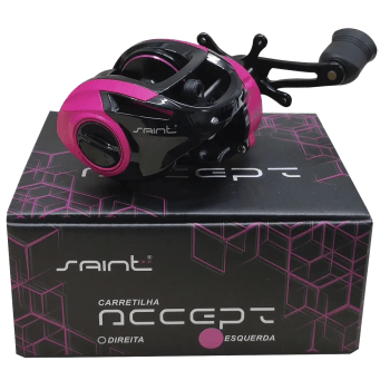 CARRETILHA DE PESCA SAINT ACCEPT 11.000 - 11 ROLAMENTOS - DRAG: 5KG - ROSA