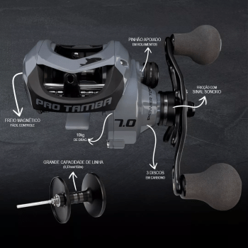 CARRETILHA DE PESCA SAINT PRO TAMBA BIG GAME - 7 ROLAMENTOS - DRAG: 10KG - REC.:7.0:1