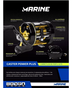 CARRETILHA MARINE SPORTS CASTER POWER PLUS 400 - 6 ROLAMENTOS DRAG 6KG