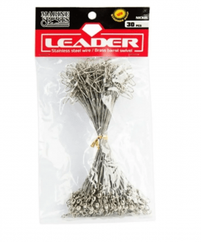 KIT 30 CHICOTE EMPATE LEADER NICKEL GIRADOR SNAP N12 90LB - 24,6CM