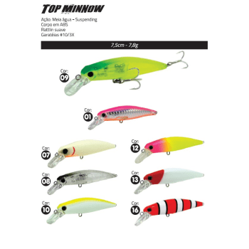 ISCA ARTIFICIAL MEIA AGUA YARA TOP MINNOW 7.5CM - 7.8G - VARIAS CORES