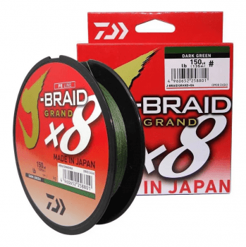 Linha de Pesca Multifilamento Daiwa J-Braid X8 Verde Musgo - 15lbs - 0.19mm - 135m