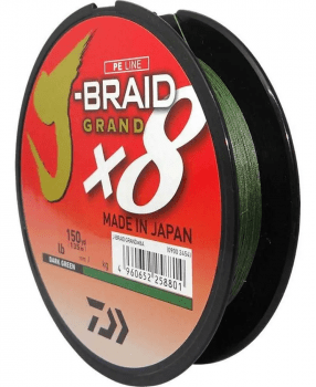 Linha de Pesca Multifilamento Daiwa J-Braid X8 Verde Musgo - 15lbs - 0.19mm - 135m