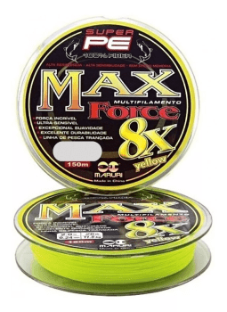 LINHA DE PESCA MULTIFILAMENTO MARURI MAX FORCE 8X AMARELA 0.14MM - 17LB(7.7KG) - 150M