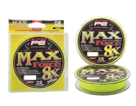 LINHA DE PESCA MULTIFILAMENTO MARURI MAX FORCE 8X AMARELA 0.14MM - 17LB(7.7KG) - 150M