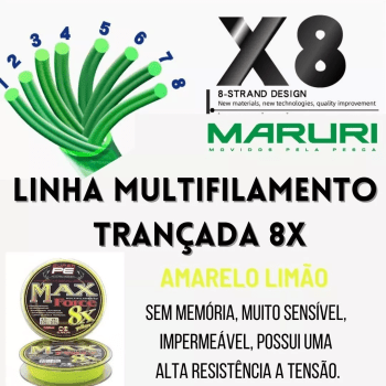 LINHA DE PESCA MULTIFILAMENTO MARURI MAX FORCE 8X AMARELA 0.14MM - 17LB(7.7KG) - 150M